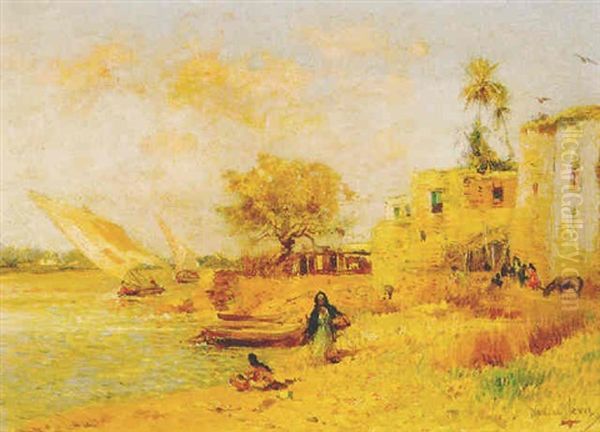 Village Au Bord D'un Fleuve Oil Painting by Maurice Levis