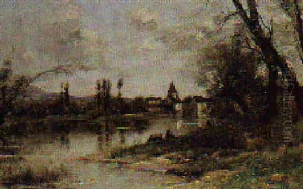 Paysage De Bord De Riviere Oil Painting by Maurice Levis