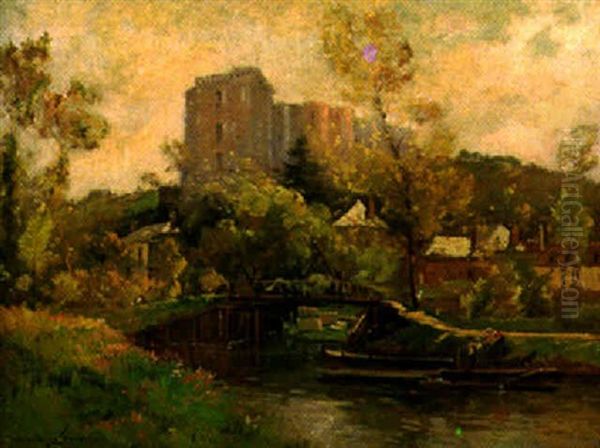 Paisaje Con Castillo Y Rio Oil Painting by Maurice Levis