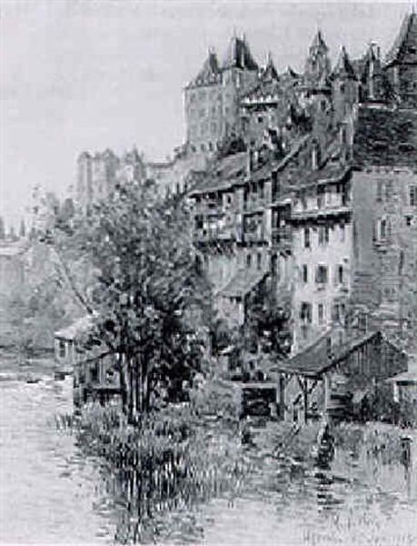 A View Of A Town On A River Oil Painting by Maurice Levis