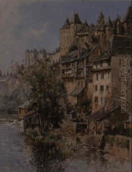 A View Of A Town On A River Oil Painting by Maurice Levis