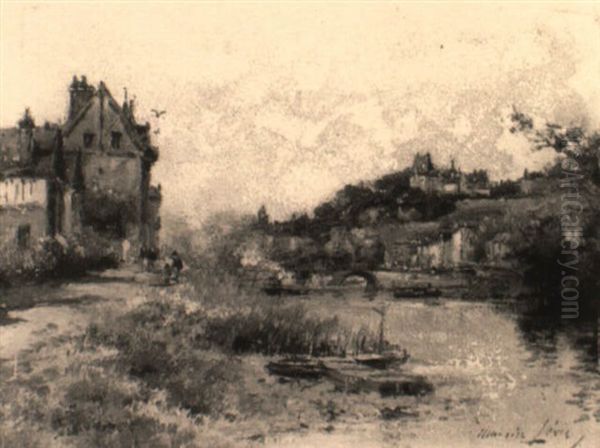 Vue De Pontoise Ou Bord De Seine A Pontoise Oil Painting by Maurice Levis