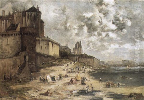 La Plage De Saint-malo Oil Painting by Maurice Levis