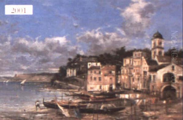 Coastal Scene At Sorrento Oil Painting by Maurice Levis