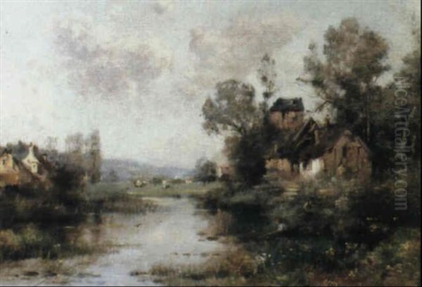 Pecheurs A La Riviere Oil Painting by Maurice Levis