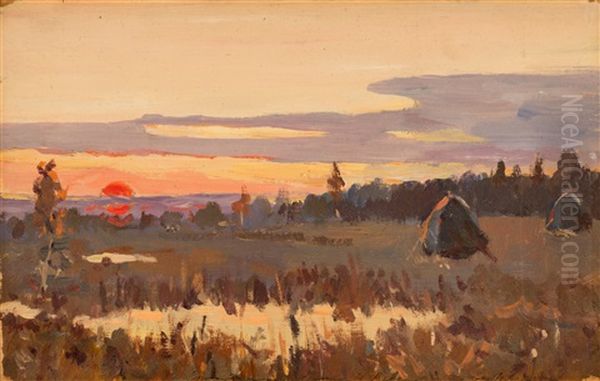 Sunset Oil Painting by Isaak Levitan