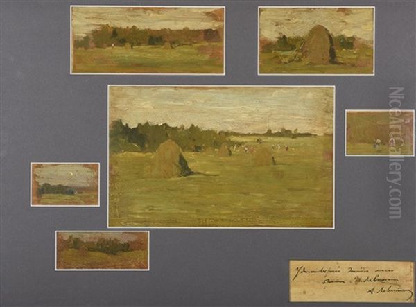 Etudes De Paysages (6 Works) Oil Painting by Isaak Levitan