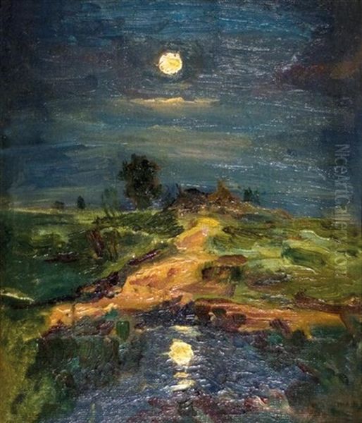 Landscape In The Moonlight Oil Painting by Isaak Levitan