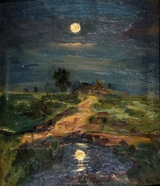 Landscape In The Moonlight Oil Painting by Isaak Levitan