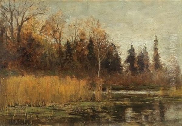 River Landscape Oil Painting by Isaak Levitan