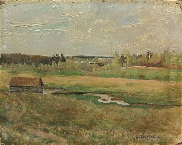 Etude Of Russian Landscape In Early Spring Oil Painting by Isaak Levitan