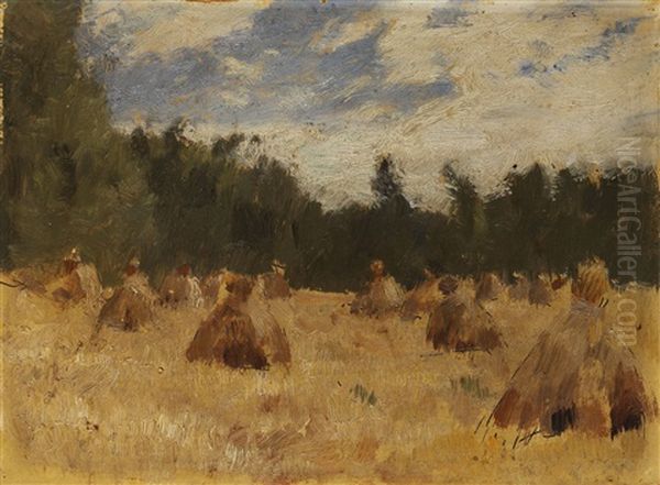 Haystacks Oil Painting by Isaak Levitan