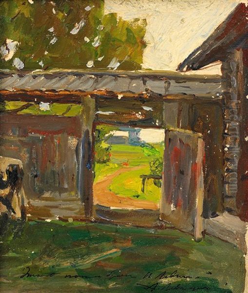 The Farmyard Gate Oil Painting by Isaak Levitan