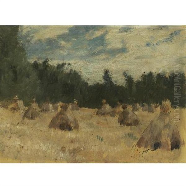 Haystacks Oil Painting by Isaak Levitan