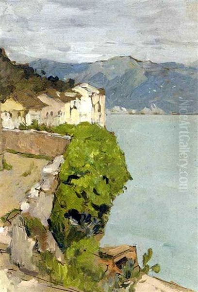 View Of A Coastal Village by Isaak Levitan