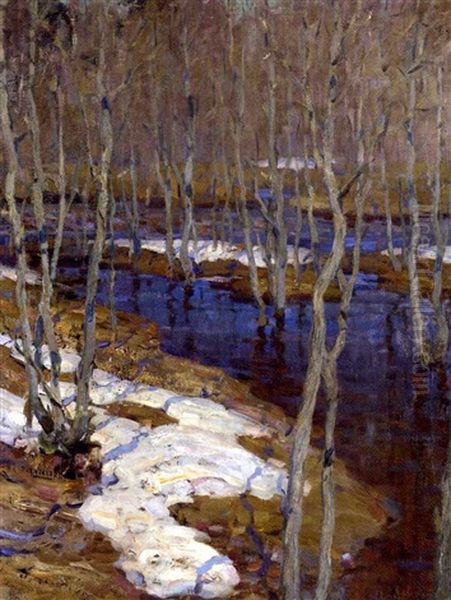 The Thaw Oil Painting by Isaak Levitan