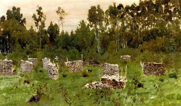 Woodpiles In The Forest Oil Painting by Isaak Levitan