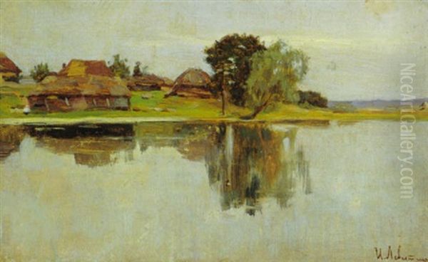 Shacks By The Lake Oil Painting by Isaak Levitan