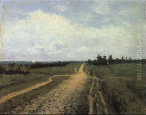 Study For The Painting, The Road To Vladimir (vladimirka) Oil Painting by Isaak Levitan