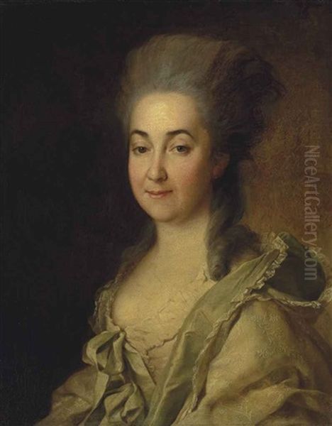 Portrait Of Agafokleia Aleksandrovna Poltoratskaia, Nee Shishkova (1737-1822) Oil Painting by Dimitri Gregoriovitch Levitsky