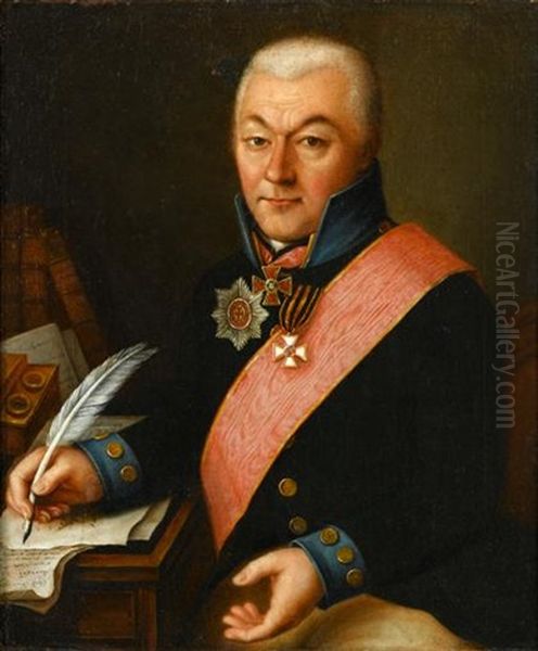 Portrait Of Count Grigory Grigoryevich Orlov Oil Painting by Dimitri Gregoriovitch Levitsky