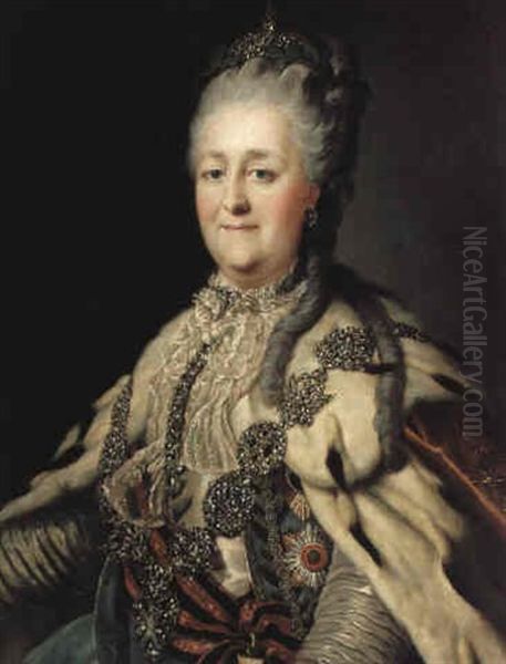 Empress Catherine Ii Alexeievna Oil Painting by Dimitri Gregoriovitch Levitsky