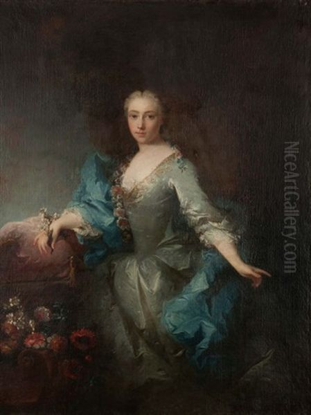 Portrait De Michelle Anne Douart De Fleurance, Comtesse De La Roche Lambert Oil Painting by Robert Levrac-Tournieres