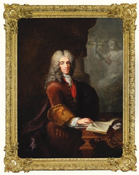 Portrait Of Charles Jean-baptiste De Fleuriau D'armenonville, Comte De Morville (1686-1732) Oil Painting by Robert Levrac-Tournieres