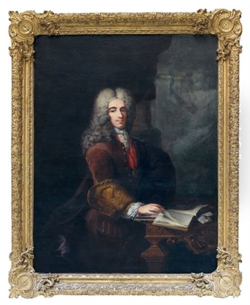 Portrait De (la Rochefoucauld?) A Son Bureau Oil Painting by Robert Levrac-Tournieres