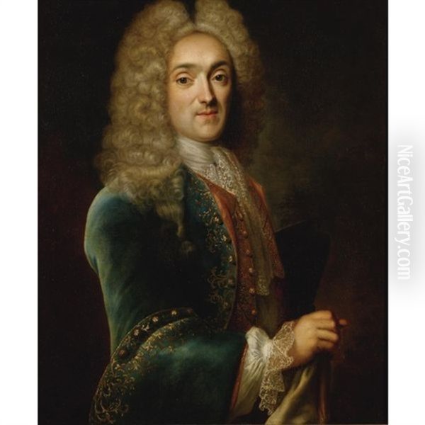 Portrait Of Nicolas Marye, Viscount De Blosseville (1683-1754) Oil Painting by Robert Levrac-Tournieres