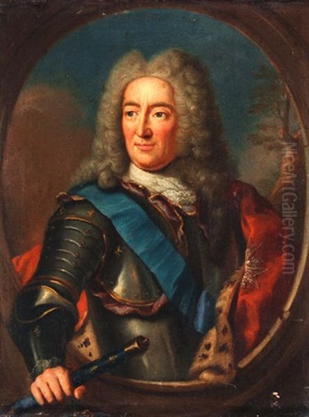 Portrait Des Marie Eleonore Du Maine, Comte Du Bourg, Marechal De France Et Gouverneur D'alsace Oil Painting by Robert Levrac-Tournieres