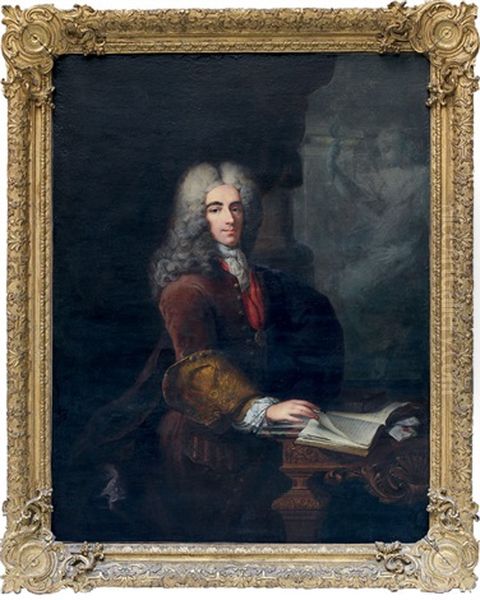 Portrait Presume De La Rochefoucault A Son Bureau Oil Painting by Robert Levrac-Tournieres