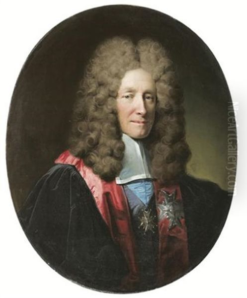 Portrait Du Chancelier De France, Louis Philypeaux, Comte De Pontchartrain (1643-1727) Oil Painting by Robert Levrac-Tournieres