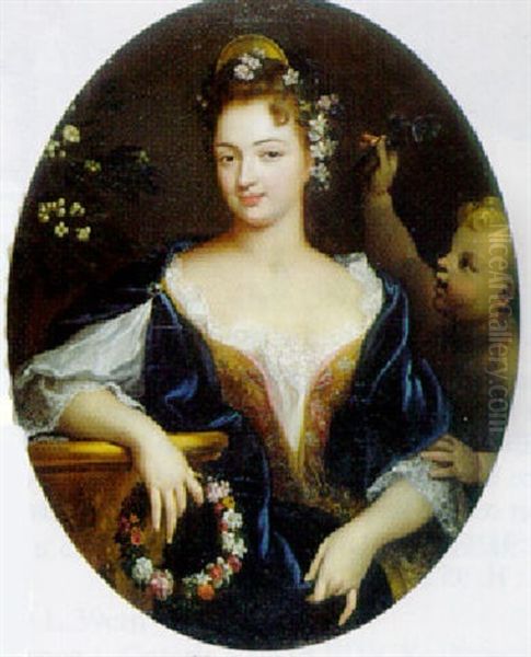 Portrait De Pauline De Grignan Au Moment De Son Mariage Avec Le Marquis De Simiane Oil Painting by Robert Levrac-Tournieres