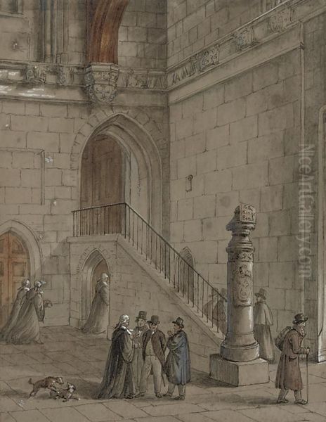 The Entrance To The Court Of The King's Bench, Westminster Oil Painting by Siegfried Detlev Bendixen