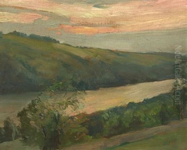 June Sunset, Hemlock Lake Oil Painting by Alexander Oscar Levy