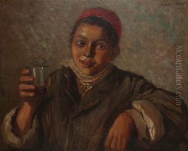 Jeune Garcon Au Verre Oil Painting by Alphonse Jacques (Said) Levy