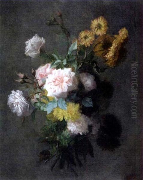 Jete De Fleurs De Jardin Oil Painting by Emile Levy