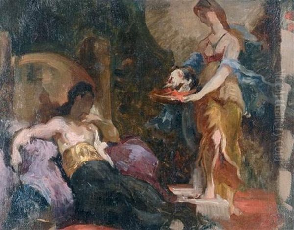 Salome Et La Tete De Saint Jean Baptiste (+ 5 Others; Set Of 6) Oil Painting by Henri Leopold Levy