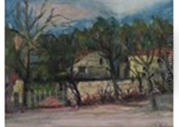 View Of Houses Through The Trees Oil Painting by Rudolf Levy