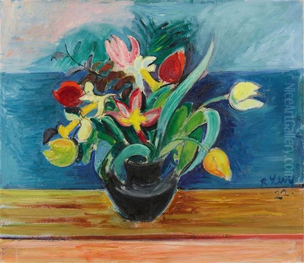 Blumenstraus In Schale Oil Painting by Rudolf Levy