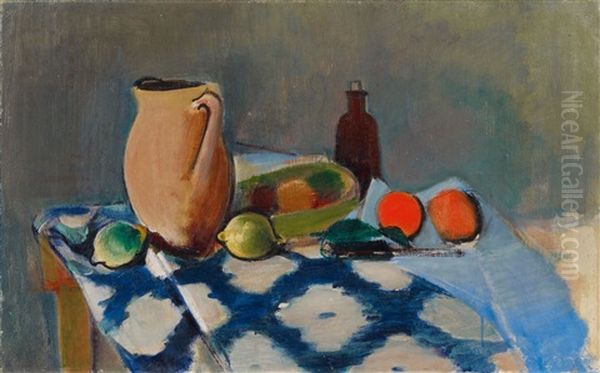 Stilleben Mit Fruchten Und Tonkrug Oil Painting by Rudolf Levy