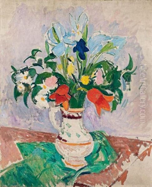 Bouquet De Fleurs Varies Oil Painting by Rudolf Levy