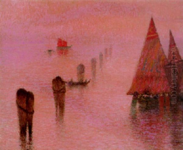 Venise, La Lagune Oil Painting by Lucien Levy-Dhurmer