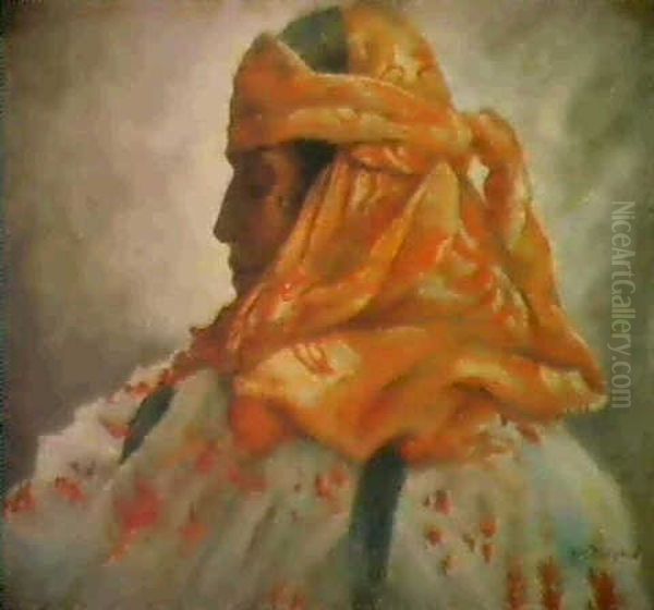 Portrait De Marocaine Oil Painting by Lucien Levy-Dhurmer