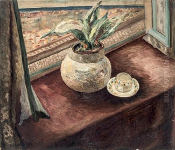 Nature Morte A La Tasse De Cafe Oil Painting by Henryk Lewensztadt