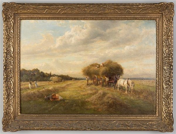 A Hayfield Oil Painting by Charles James Lewis