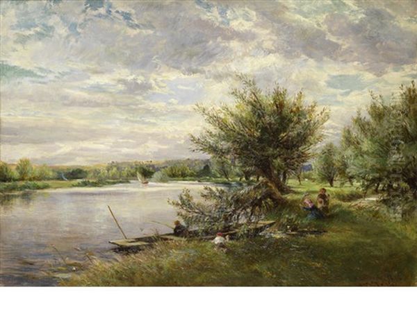 The Thames At Hurley, Berkshire Oil Painting by Charles James Lewis