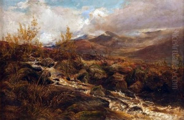 Mountain River Landscape Oil Painting by Charles James Lewis