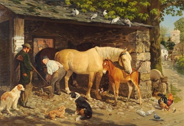 The Village Blacksmith Oil Painting by Charles James Lewis